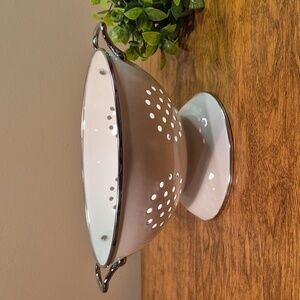 ENAMEL COATED Metal White Colander, Fruit Basket, Decor, Wall Decor